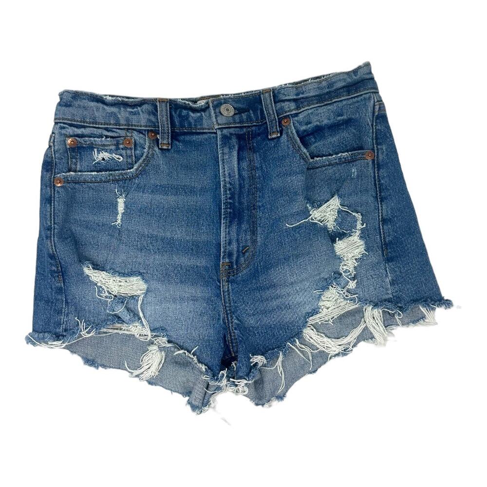 Abercrombie & Fitch High Rise Mom Shorts Distressed Denim Size 27 / 4